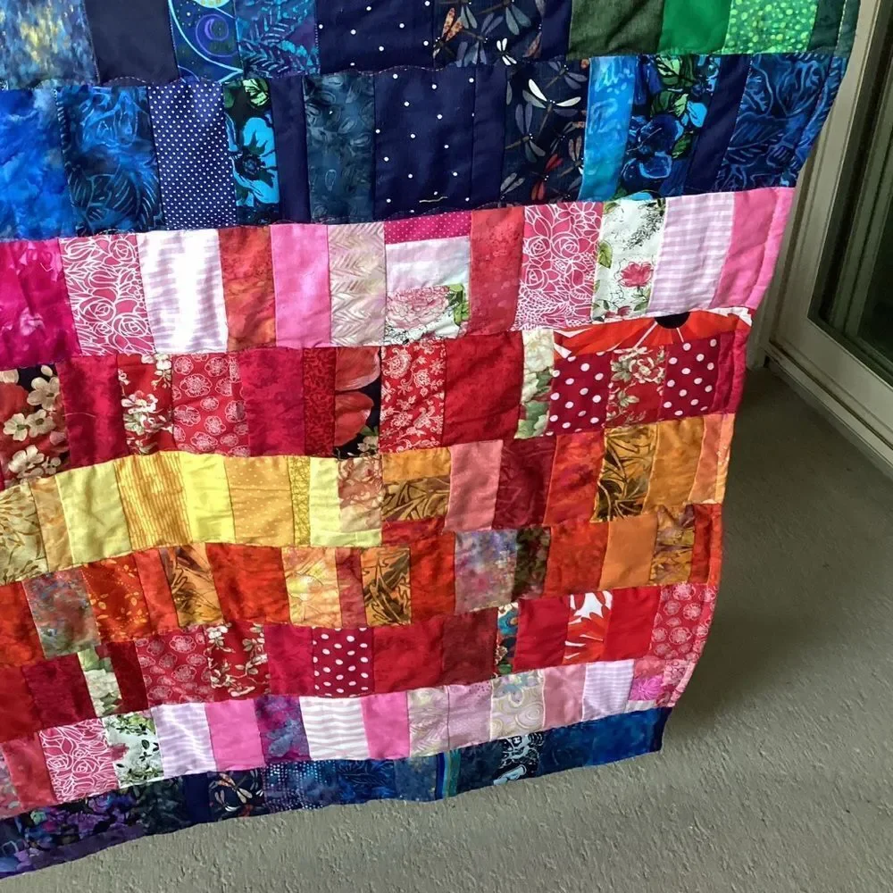 NWT. Hand Crafted Colorful Patchwork Quilt ROYGBIV!